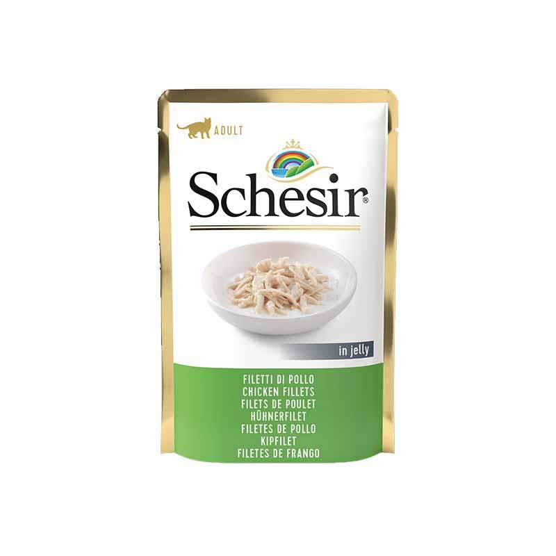 پوچ گربه شسیر مدل Chicken Fillets وزن 85 گرم