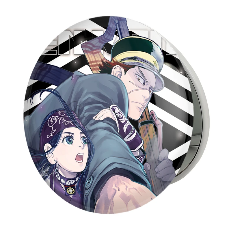 آینه جیبی خندالو طرح سایچی و اسیرپا انیمه کامویی طلایی Golden Kamuy مدل تاشو کد 23715 