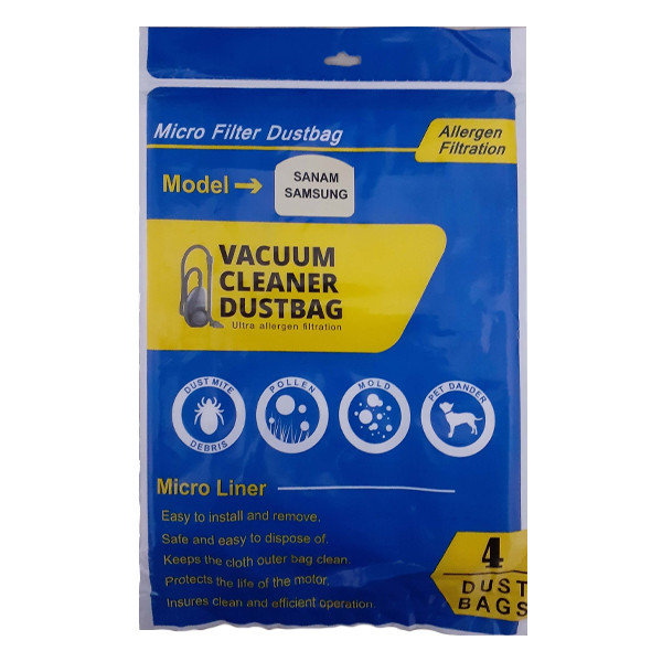 کیسه جاروبرقی مدل میکرو بسته 4 عددی مناسب برای جاروبرقی سامسونگ و صنام