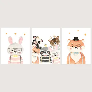 پوستر الفاپ مدل کودک طرح Happy Animals کد 122_03 بسته 3 عددی