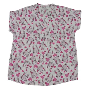 تی شرت آستین کوتاه زنانه مدل نخی تایلندی طرح خرگوشی