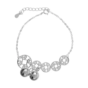 دستبند نقره زنانه گالری شمرون مدل منگوله کد BNG461S0