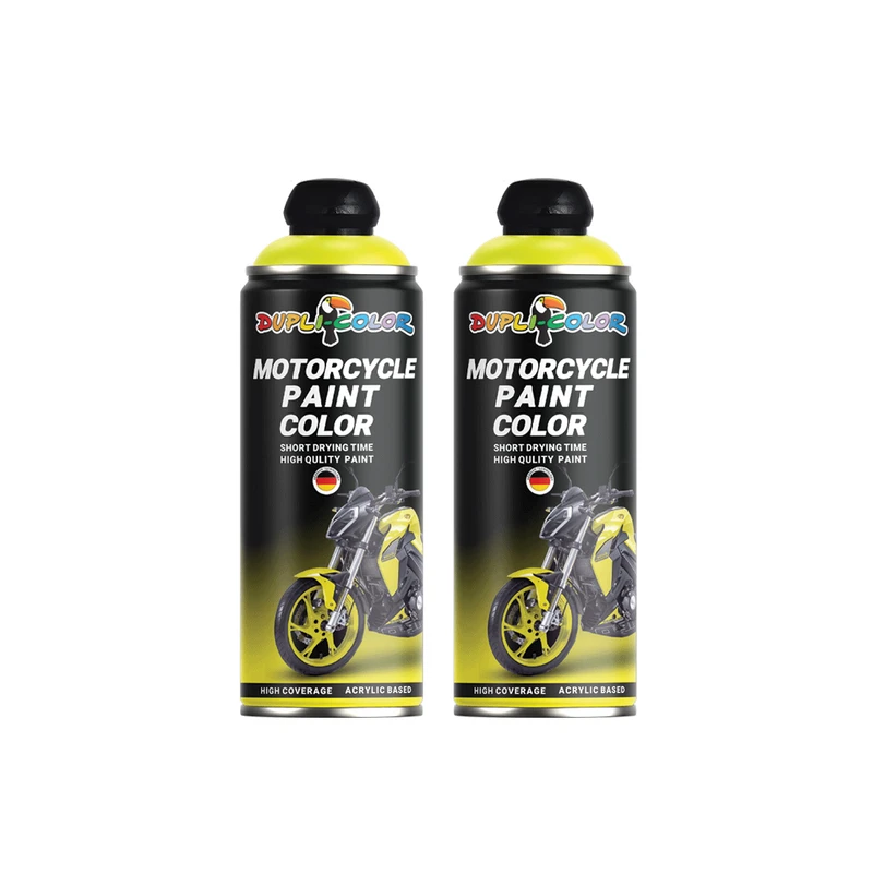 اسپری رنگ موتور سیکلت زرد فلورسنت دوپلی کالر مدل شب تاب حجم 400 میلی لیتر مجموعه 2 عددی