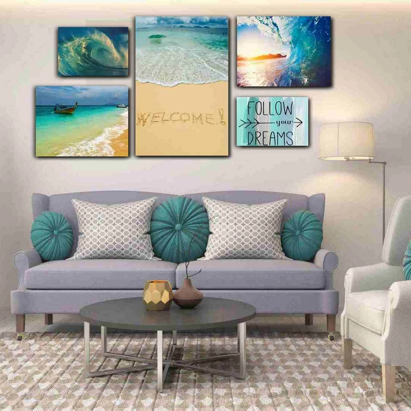 تابلو شاسی بکلیت طرح دریا و ساحل آرامش مدل SH-220 مجموعه 5 عددی