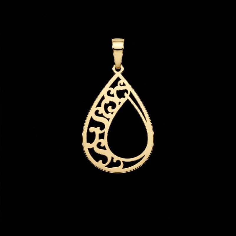 آویز گردنبند طلا 18 عیار زنانه لیردا طرح اشک اسلیمی 124080