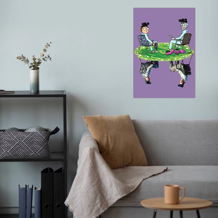 پوستر گوفی مدل انیمیشن ریک و مورتی طرح Rick and Morty Breaking Bad کد BKB47