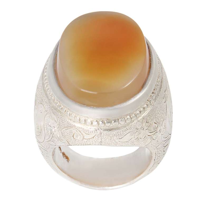 انگشتر نقره مردانه بازرگانی میلادی مدل سنگ عقیق یمن رکاب دست ساز کد AM_1961