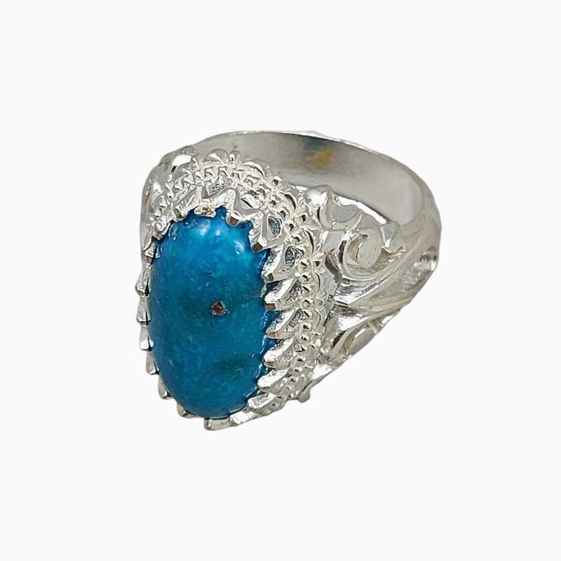 انگشتر نقره مردانه مدل فیروزه کرمانی