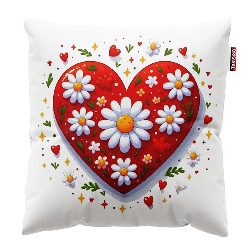 کوسن پاد آفرین طرح قلب و گل کد 1840 سایز 40*40 سانتی متر