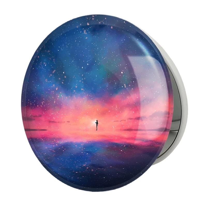 آینه جیبی خندالو طرح کهکشان و سیاره ها مدل تاشو کد 25367 