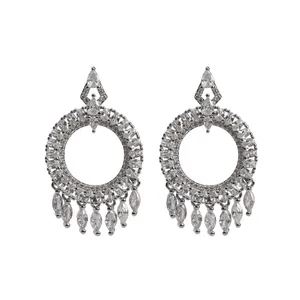 گوشواره زنانه مدل نگین دار طرح دایره آویز دار کد 102006829