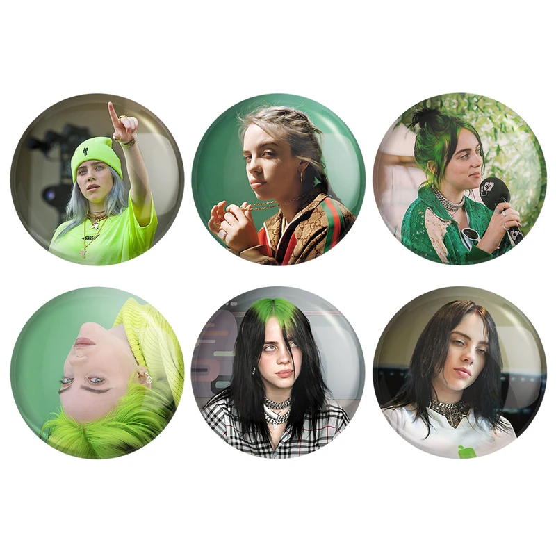 مگنت خندالو طرح بیلی آیلیش Billie Eilish کد 1095B مجموعه 6 عددی