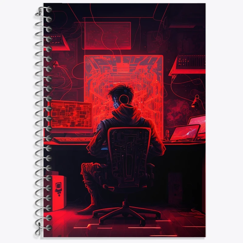 دفتر زبان 50 برگ خندالو مدل دو خط طرح هکر (Hacker) کد F1662