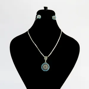 نیم ست نقره زنانه طرح چشم نظر کد AV055-2