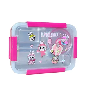 ظرف غذا مدل لانچ باکس لبوبو استیل به همراه قاشق