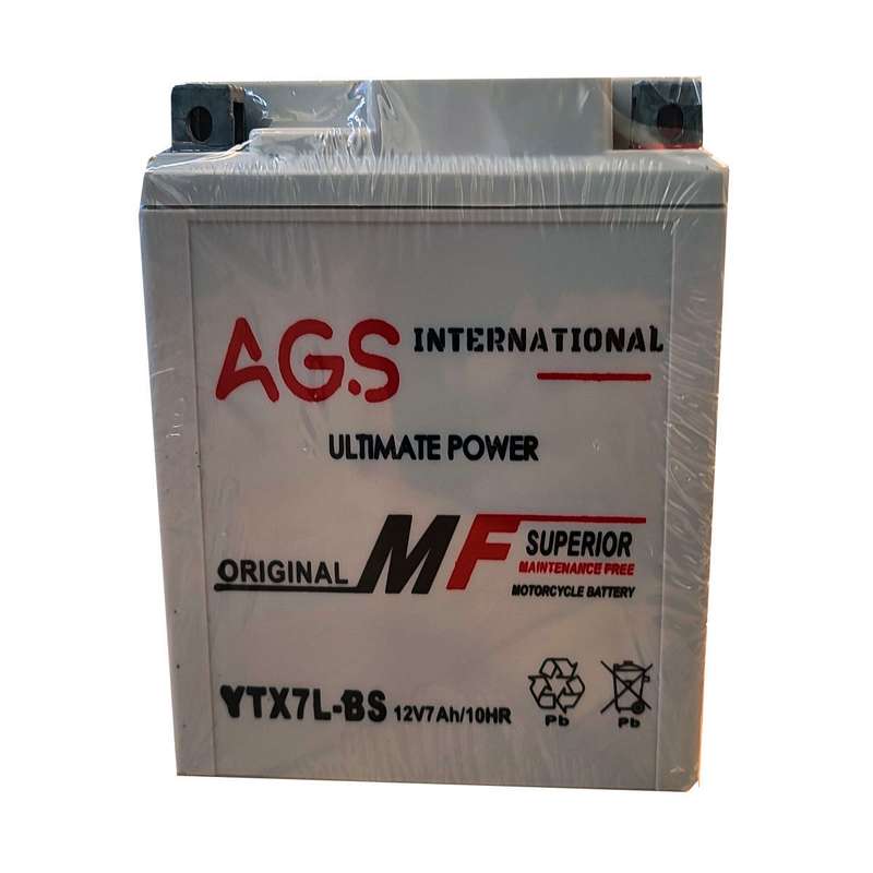 باتری موتورسیکلت ای جی اس مدل YTX7L-BS 12V-7Ah بلند