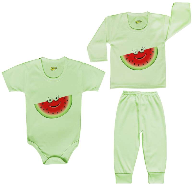 ست 3 تکه لباس نوزادی کارانس طرح هندوانه مدل PRSG-4004