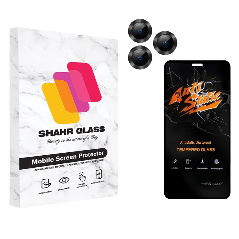 محافظ لنز دوربین شهر گلس مدل 2ST-RING مناسب برای گوشی موبایل اپل iPhone 11 Pro Max به همراه محافظ صفحه نمایش