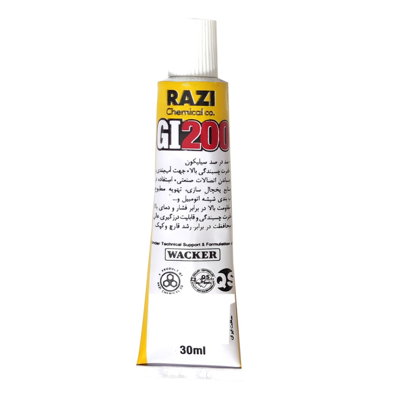 چسب سیلیکونی رازی مدل GI200 حجم 30 میلی لیتر چسب سیلیکونی رازی مدل GI200 حجم 30 میلی لیتر