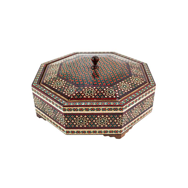 شکلات خوری خاتم کاری مدل 6 ضلعی کد red2a16p8