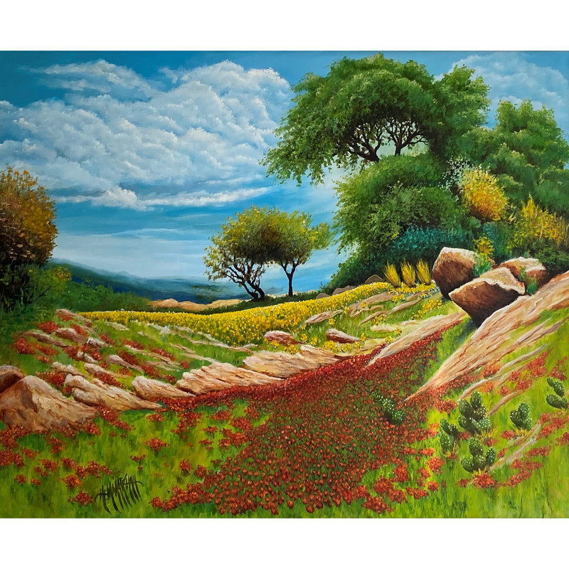 تابلو نقاشی رنگ روغن طرح منظره رنگارنگ کد 137