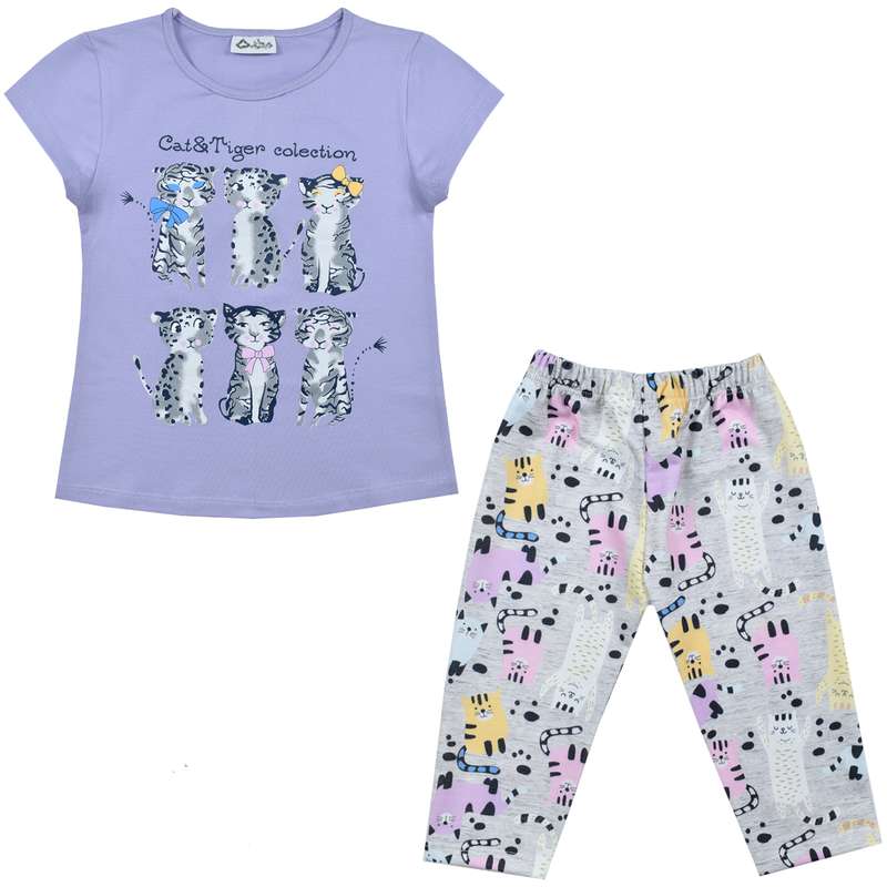 ست تی شرت و شلوارک دخترانه نیروان مدل 2142 -3