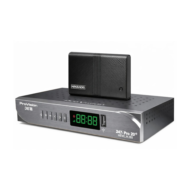 DVB-T گیرنده دیجیتال پروویژن مدل 247-pro20-plus به همراه آنتن رومیزی ناندل