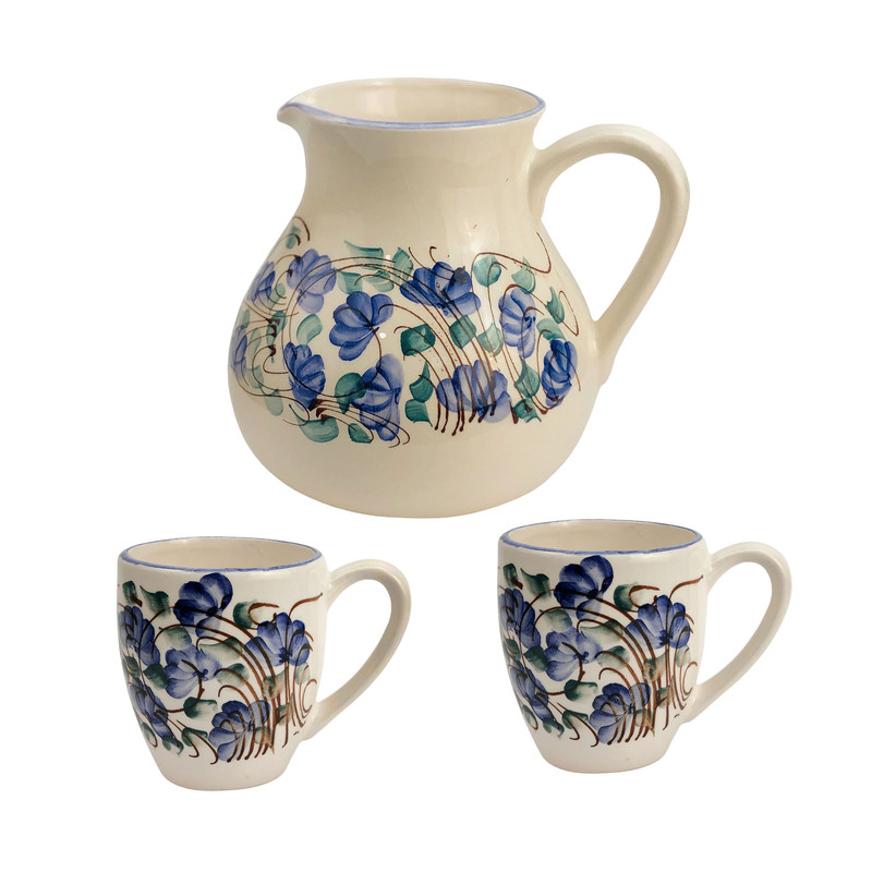 سرویس پارچ و لیوان سرامیکی مدل شکوفه مجموعه سه عددی