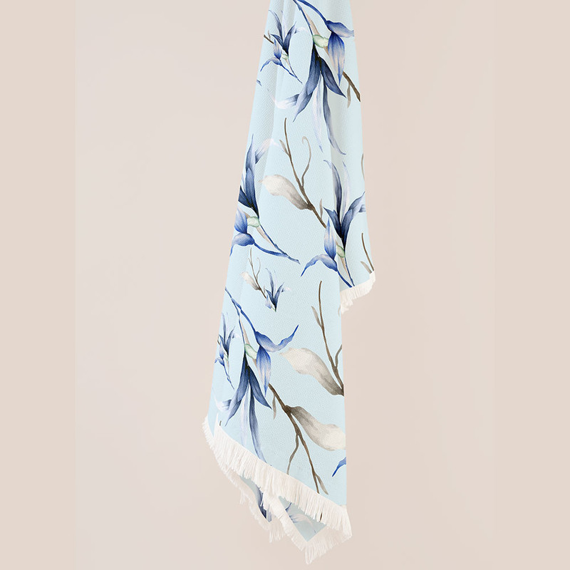 شال مبل طرح برگ کد F2SH10070 سایز 100x180 سانتی متر