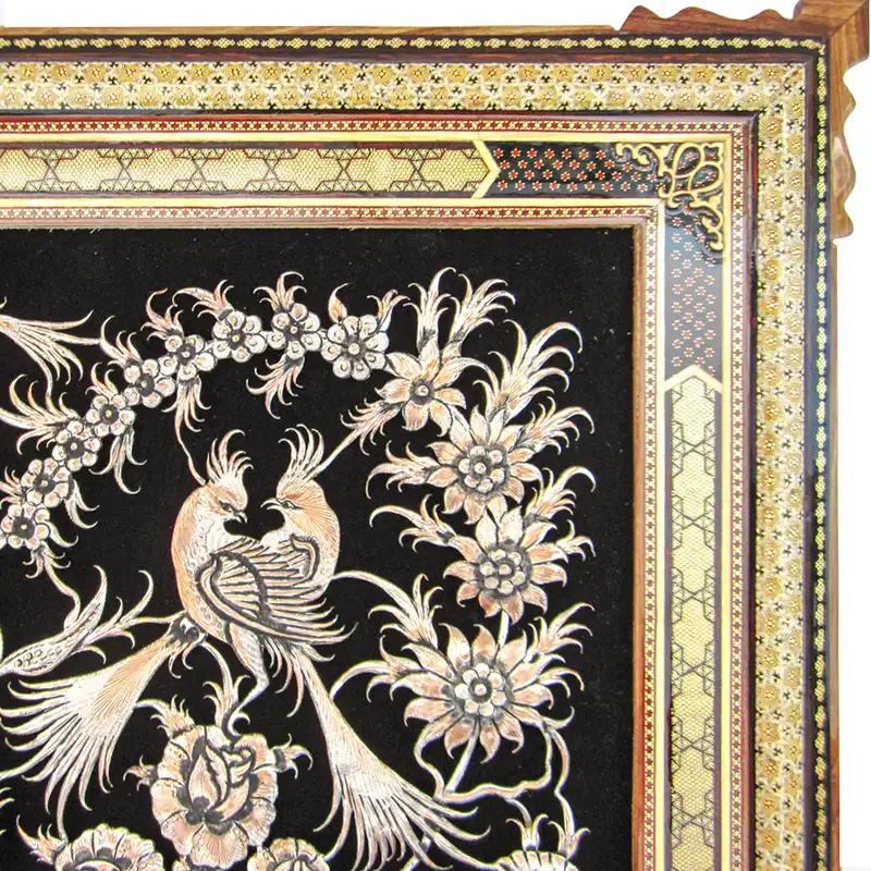 تابلو قلمزنی طرح گل و مرغ کد 10060-11