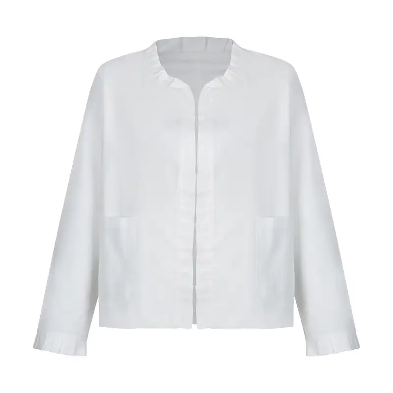 کت زنانه افراتین کد 9578 مدل چیندار رنگ سفید