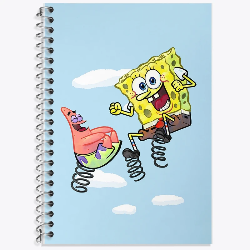 دفتر زبان 50 برگ خندالو مدل سه خط طرح باب اسفنجی و پاتریک کد F1861