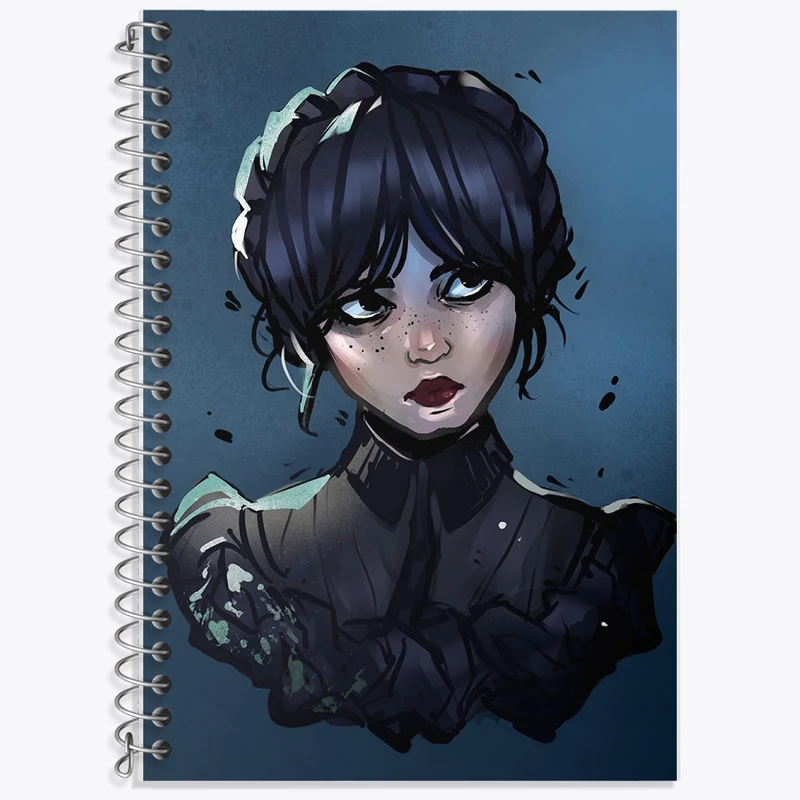 دفتر زبان 50 برگ خندالو مدل سه خط طرح ونزدی (Wednesday) کد F2449