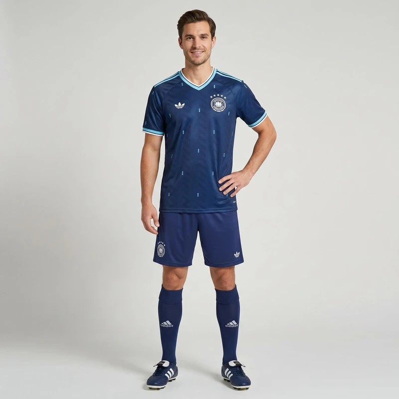 ست تی‌شرت آستین کوتاه و شلوارک ورزشی مردانه مدل آلمان Away 2026