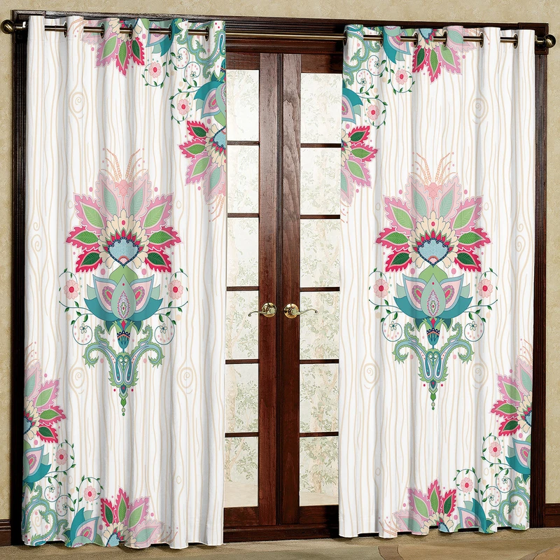 پرده مدل گل دار مخمل پانچی کد 416 سایز 140x280 سانتی متر