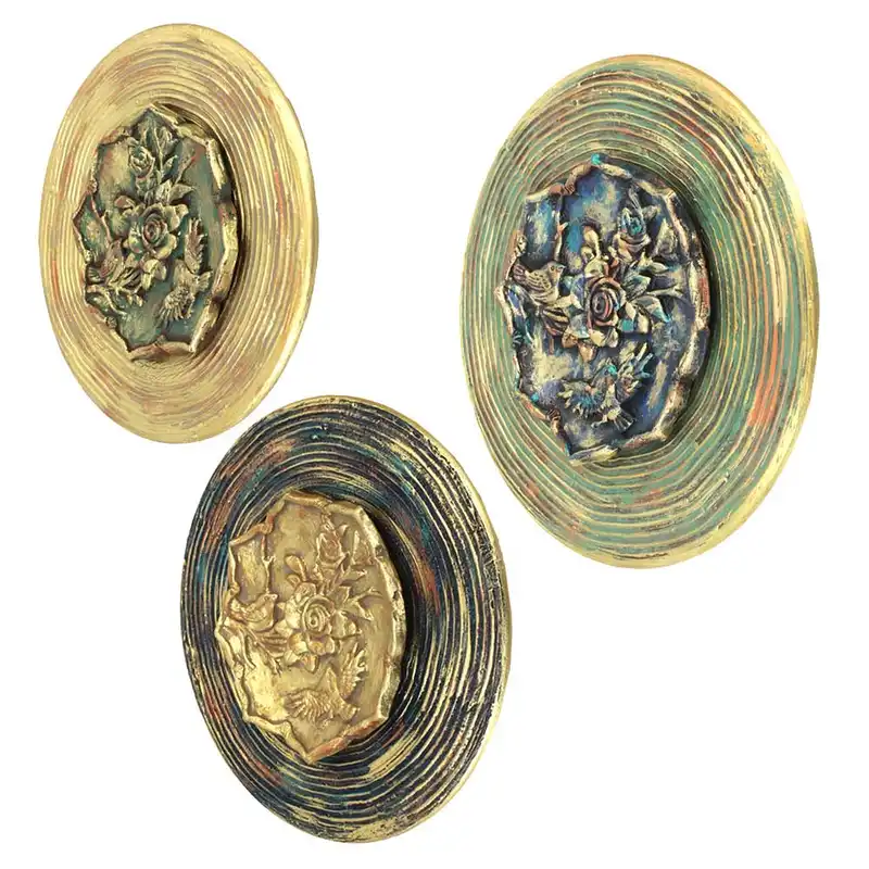 بشقاب دیوارکوب سفالی مدل باغ پرنده کد 25 مجموعه 3 عددی