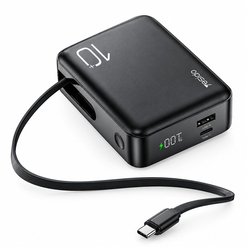 پاوربانک 22.5 وات یسیدو مدل YP70 ظرفیت 10000 میلی آمپر ساعت به همراه کابل USB-C