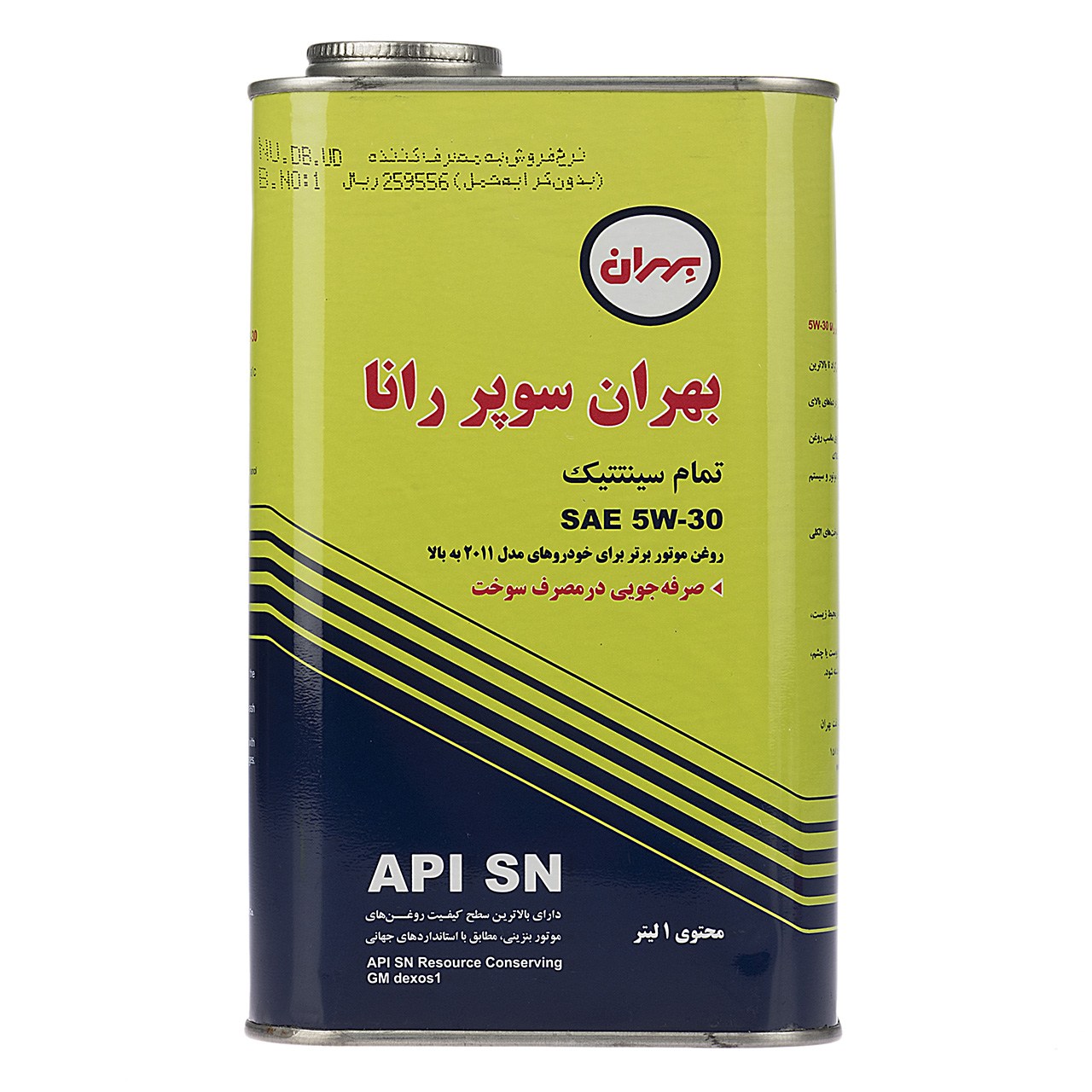 روغن موتور خودرو بهران مدل Super Rana SAE یک لیتری 5W-30