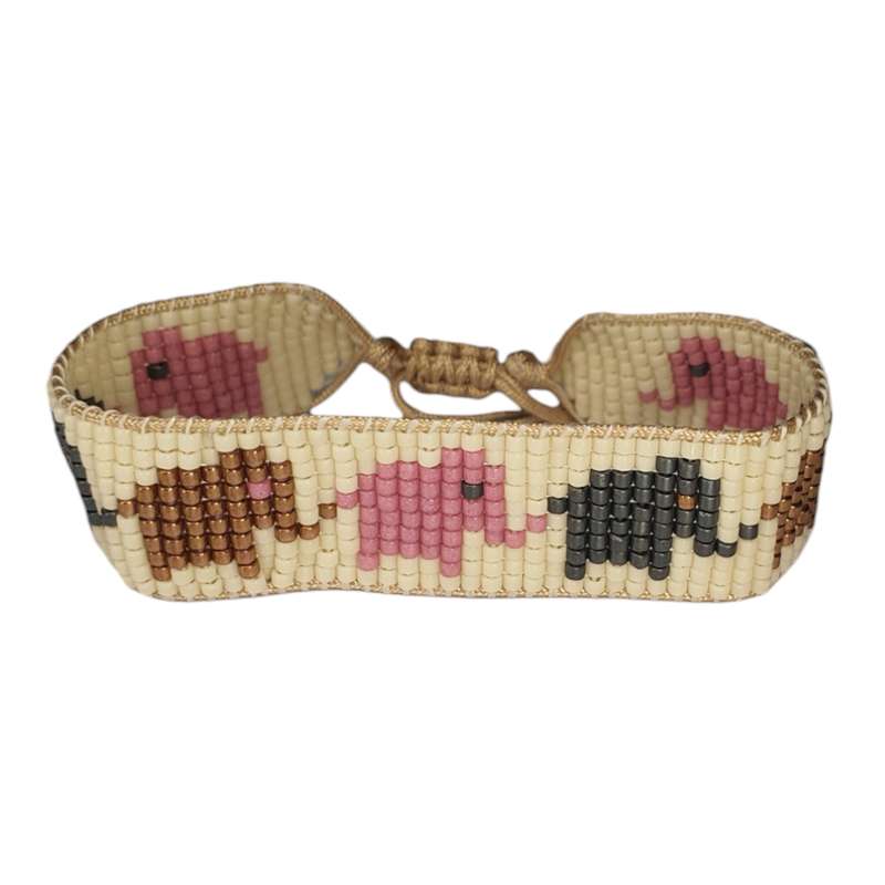 دستبند زنانه مدل منجوق‌بافی میوکی طرح فیل