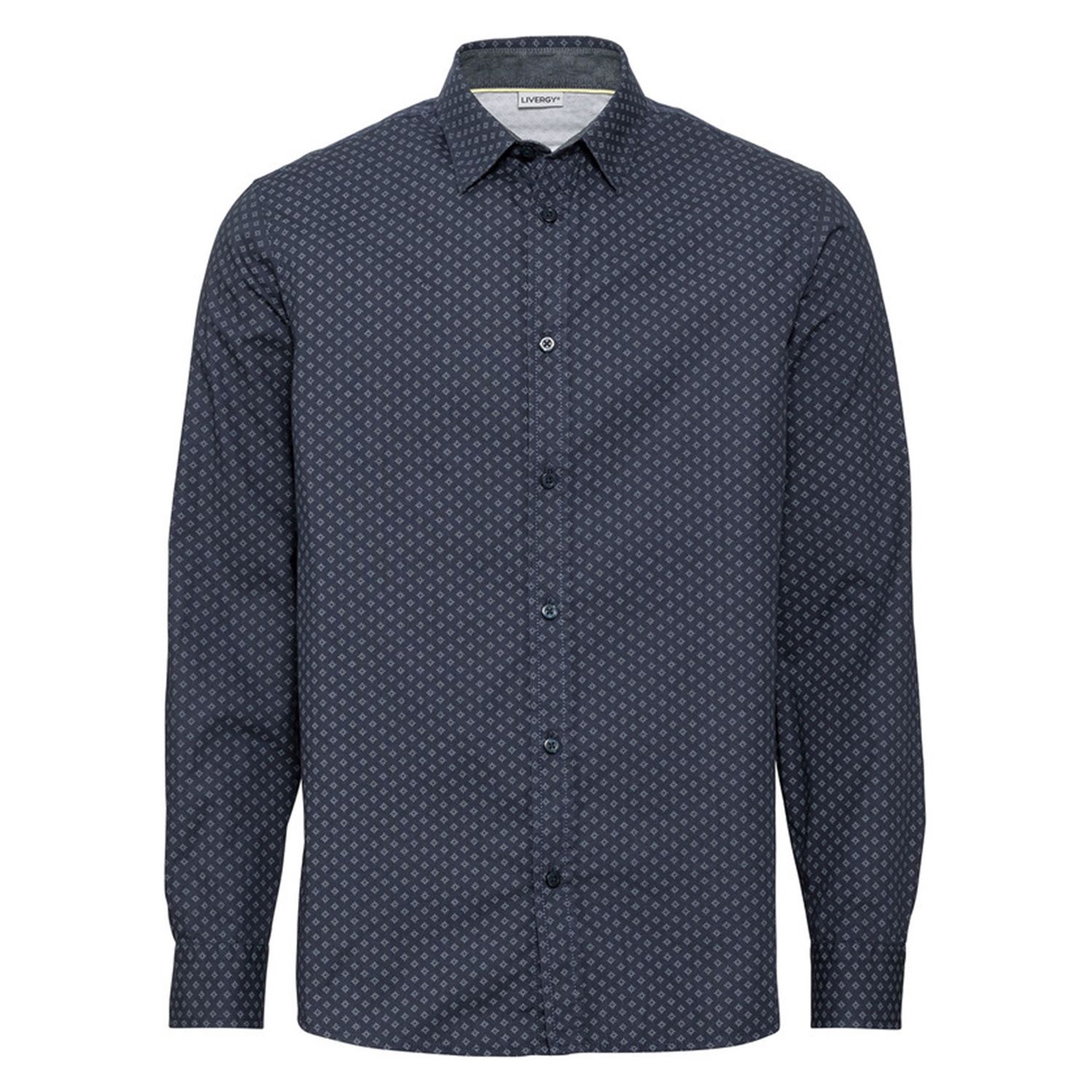 پیراهن آستین بلند مردانه لیورجی مدل پترن دار کد Antic2022NB رنگ سرمه ای