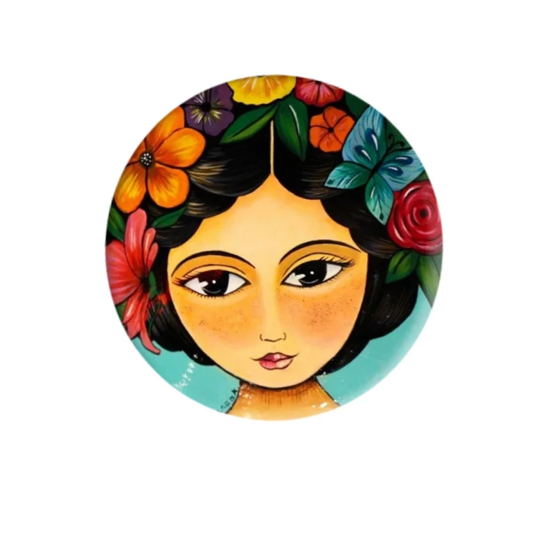 بشقاب دیوارکوب سفالی طرح دختر کد d9