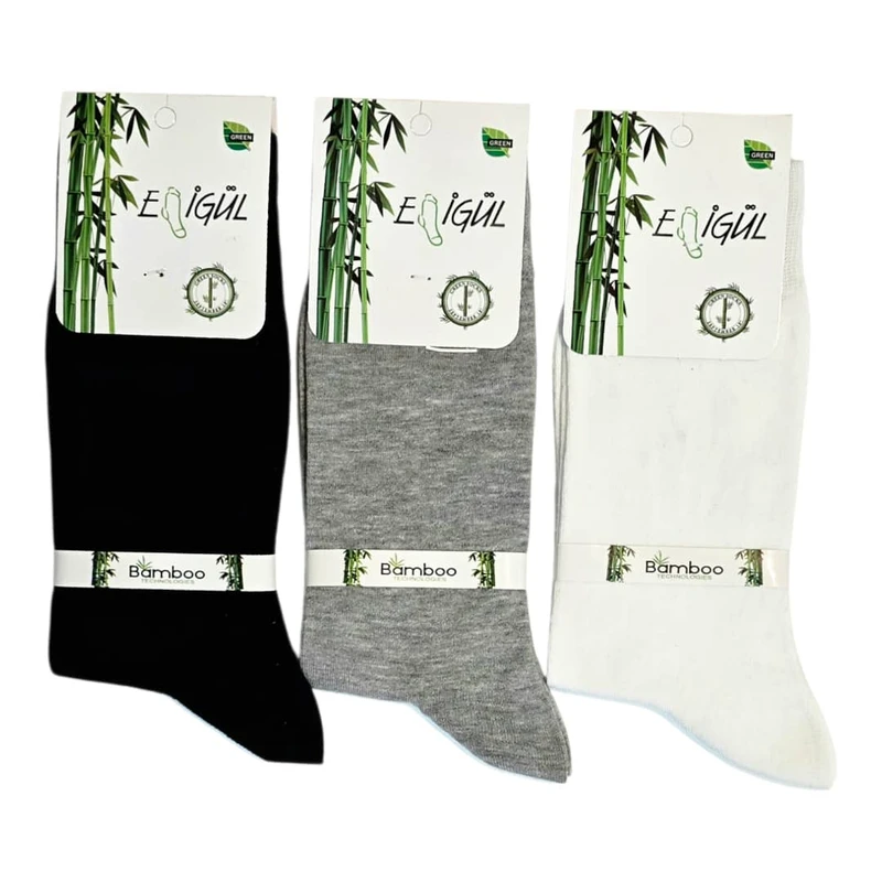 جوراب ساق بلند مردانه بامبو مدل BMB0012 بسته 3 عددی 