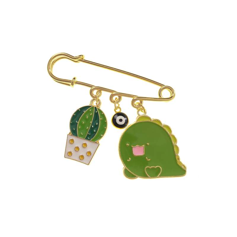 سنجاق سینه دخترانه مدل بچه دایناسور و کاکتوس و مهره چشم نظر سنجاق سینه دخترانه مدل بچه دایناسور و کاکتوس و مهره چشم نظر