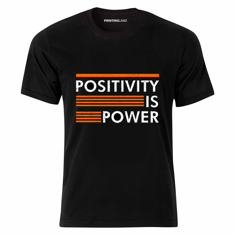تی شرت آستین کوتاه مردانه پرینتینگ لند طرح POSITIVITY کد P119