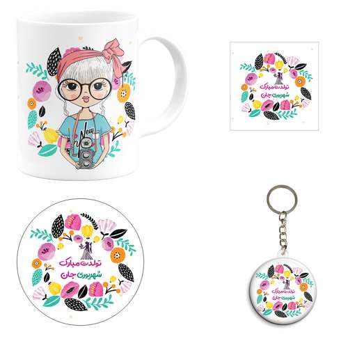 ست هدیه ماگ مدل ماه تولد شهریور طرح دخترانه کد M2