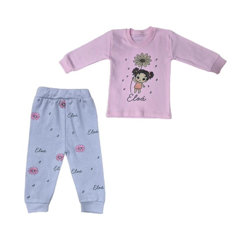 ست تی‌شرت آستین بلند و شلوار راحتی نوزادی مدل دخترک
