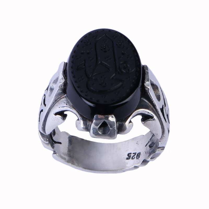 انگشتر نقره مردانه مدل عقیق رنگ مشکی