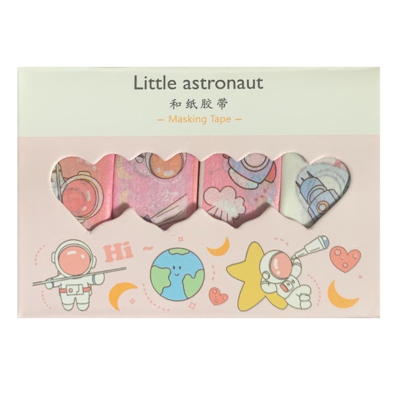 چسب نواری مدل واشی طرح فضانورد کوچولو کد 01 عرض 1.5 سانتی متر بسته 4 عددی