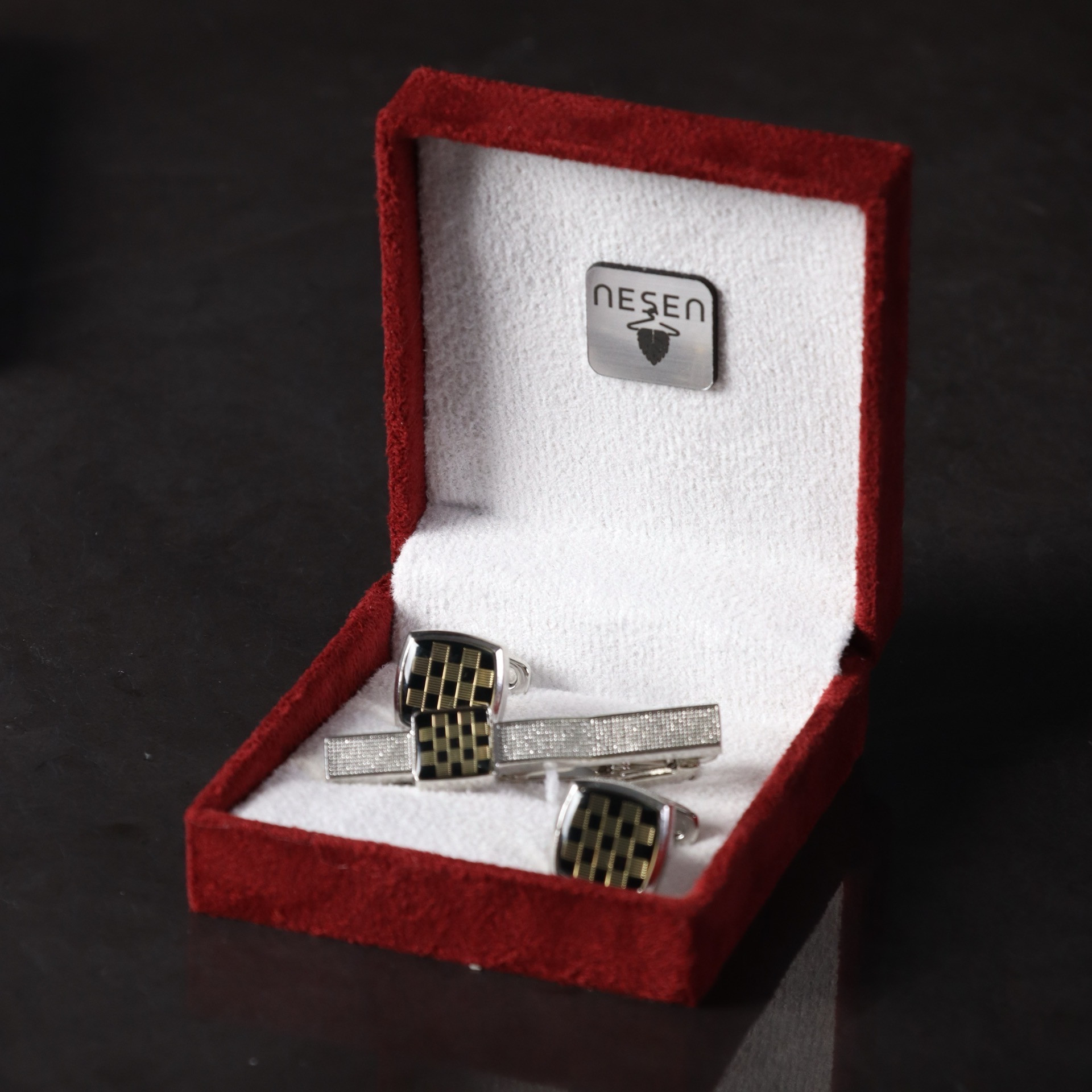 ست دکمه سردست و گیره کراوات مردانه نسن مدل S17