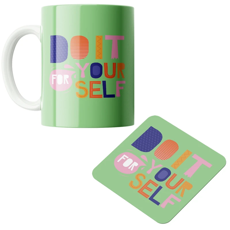 ماگ پاد آفرین مدل برای خودت انجامش بده کد DKC299 به همراه زیر لیوانی